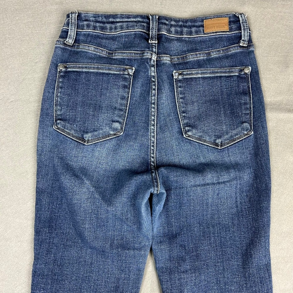 Judy Blue Skinny Jeans Distressed‎ Raw Release Hem Women 7/28 Blue - Picture 11 of 13